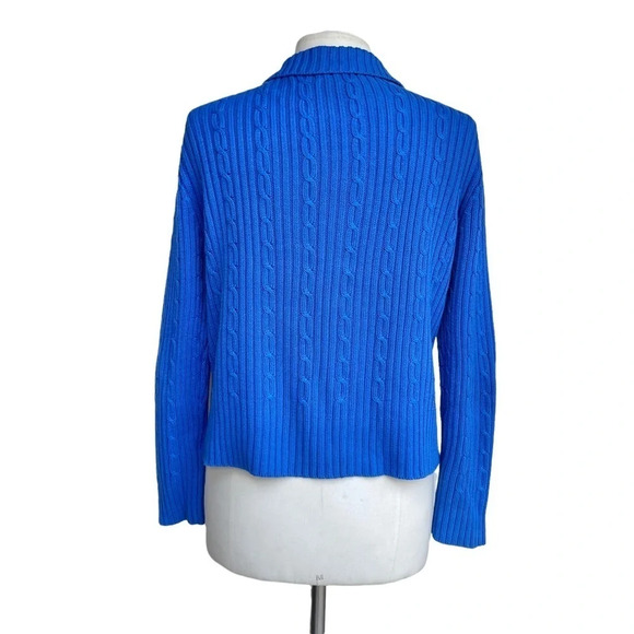 BC BLACK CAL FASHION Sz L Blue Studs Full-zip Long Sleeve Knit Cardigan Sweater - Picture 2 of 3